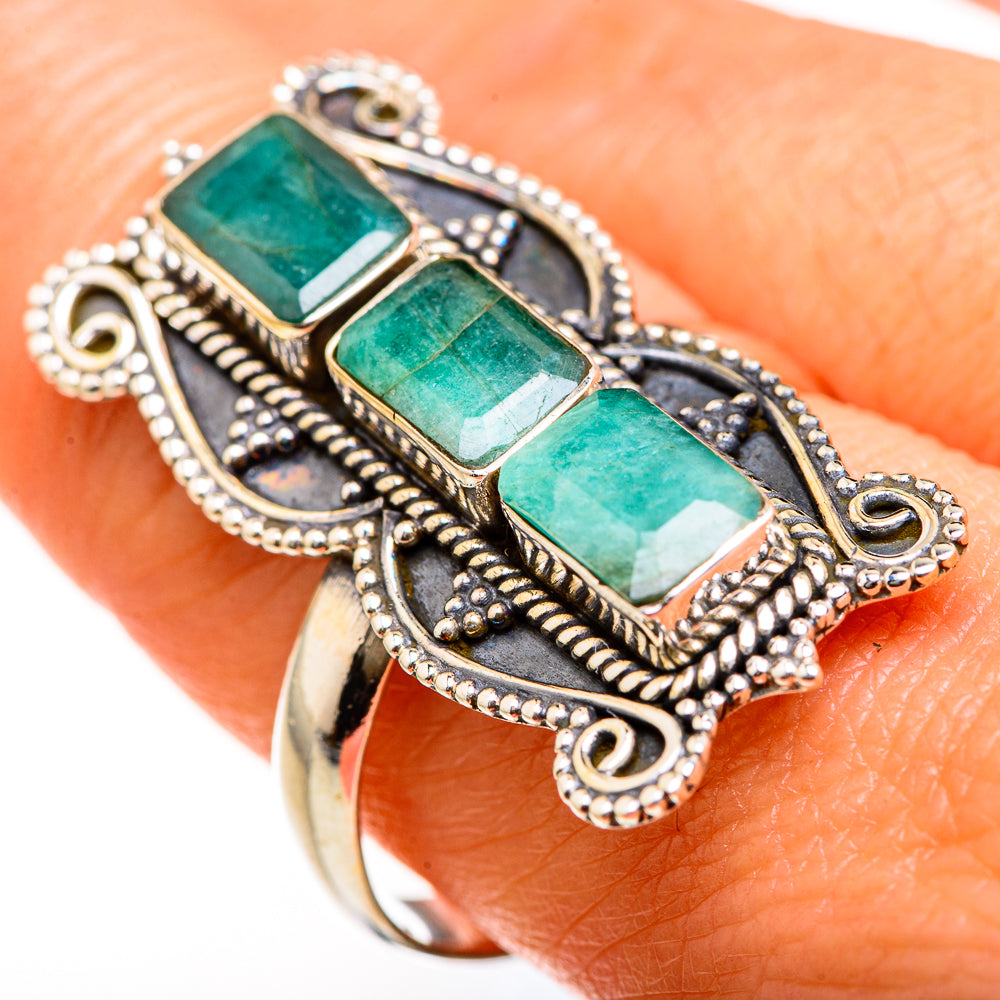 Zambian Emerald Rings handcrafted by Ana Silver Co - RING127600