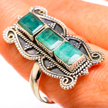 Zambian Emerald Rings handcrafted by Ana Silver Co - RING127600