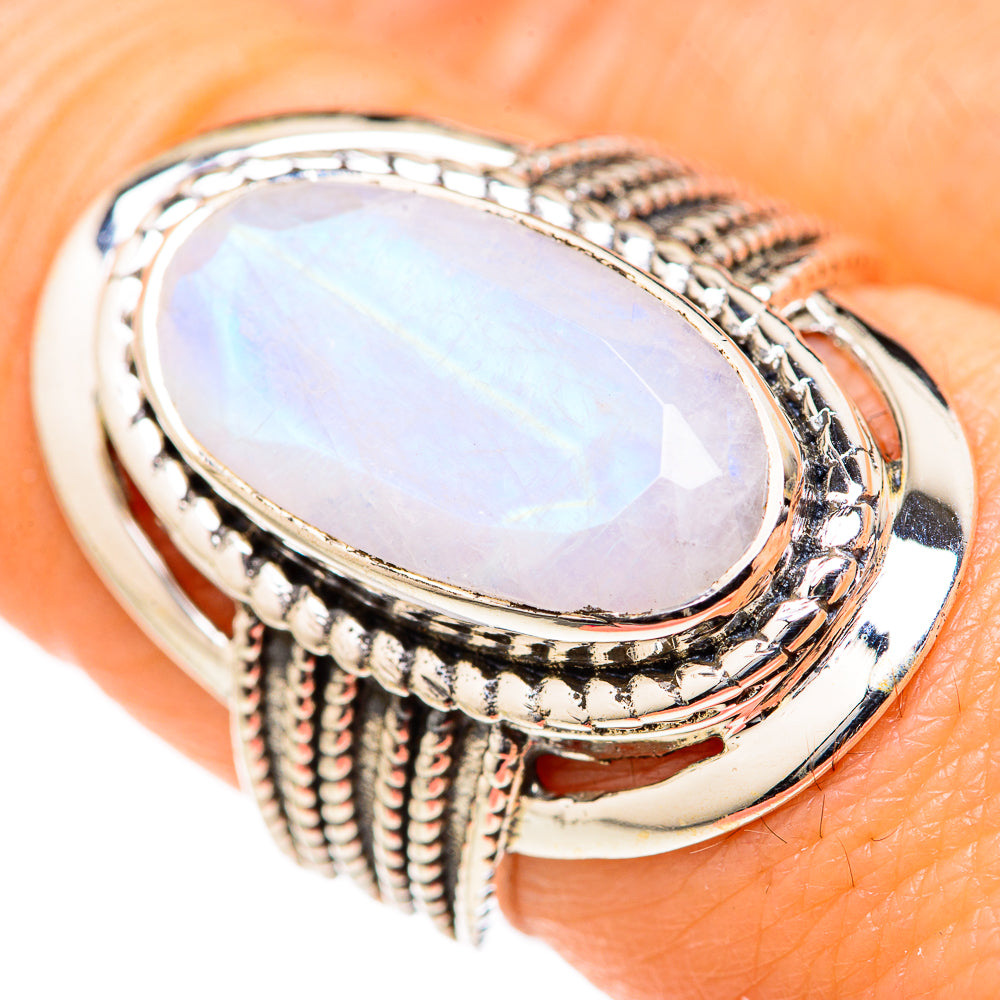 Rainbow Moonstone Rings handcrafted by Ana Silver Co - RING127619