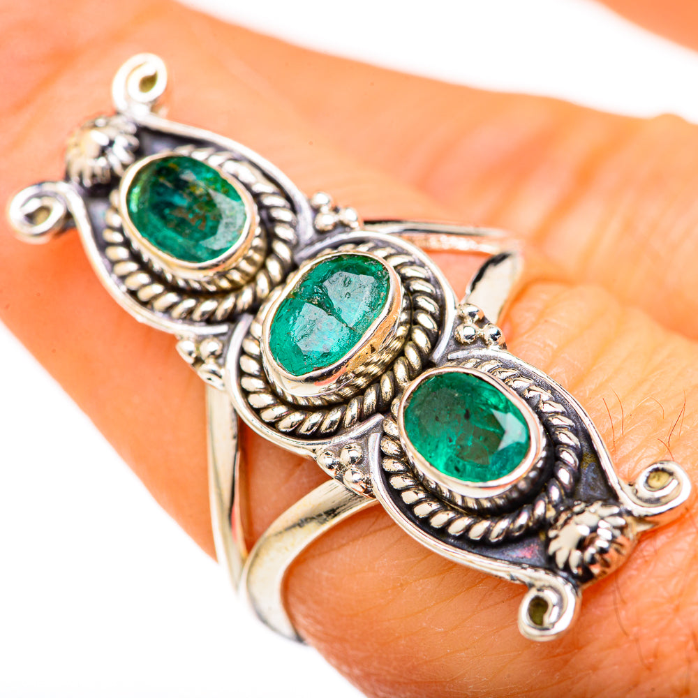 Zambian Emerald Rings handcrafted by Ana Silver Co - RING127639
