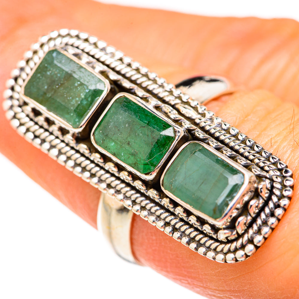 Zambian Emerald Rings handcrafted by Ana Silver Co - RING127659