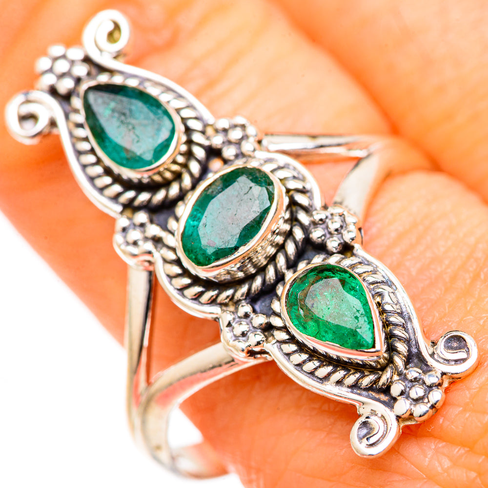 Zambian Emerald Rings handcrafted by Ana Silver Co - RING127710