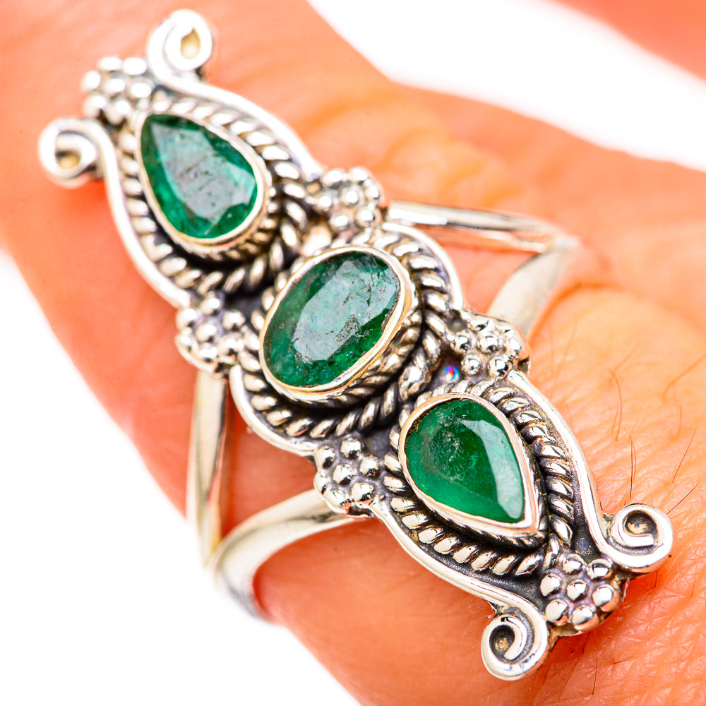 Zambian Emerald Rings handcrafted by Ana Silver Co - RING127732