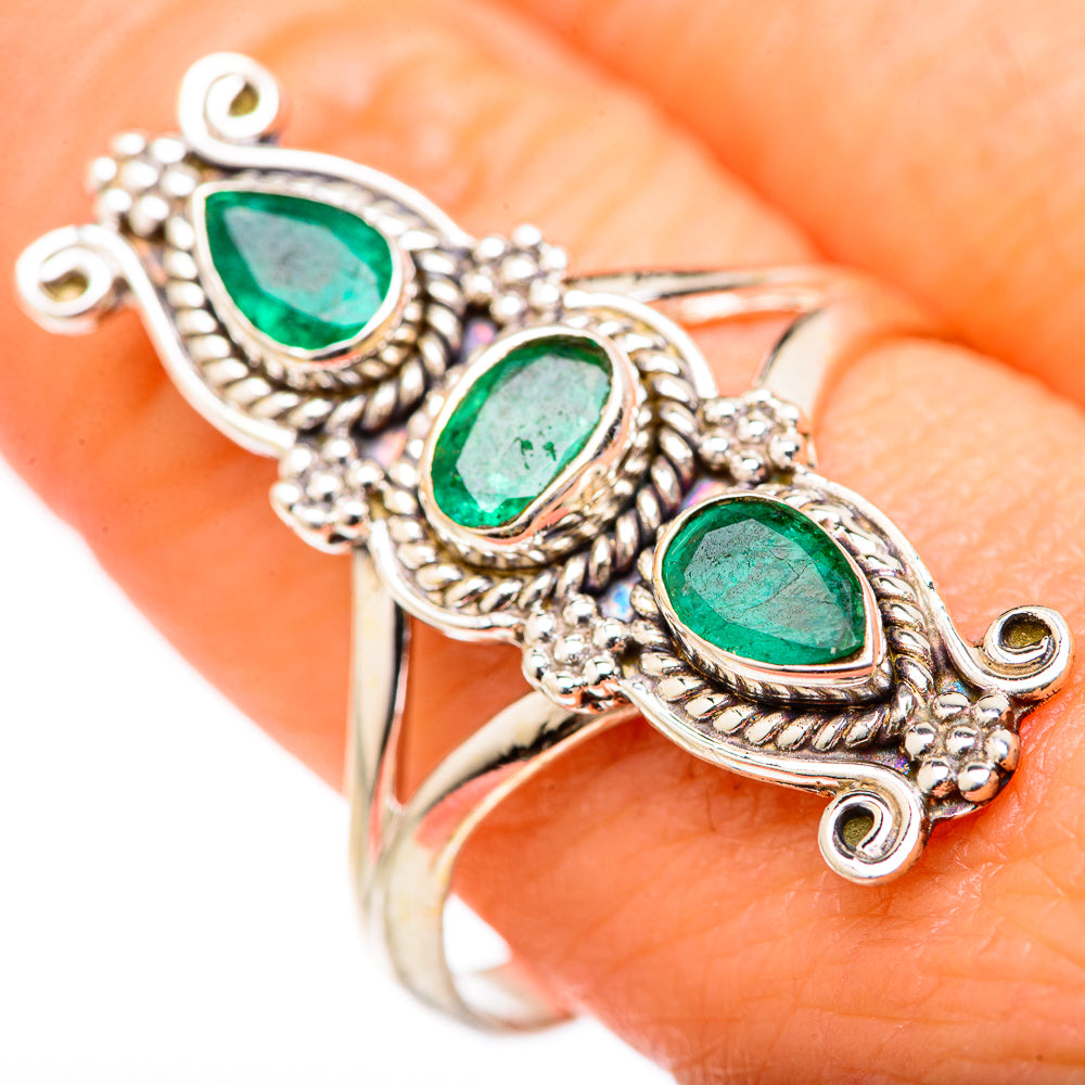 Zambian Emerald Rings handcrafted by Ana Silver Co - RING127752