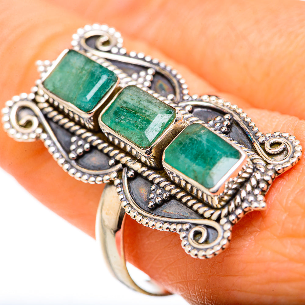 Zambian Emerald Rings handcrafted by Ana Silver Co - RING127763