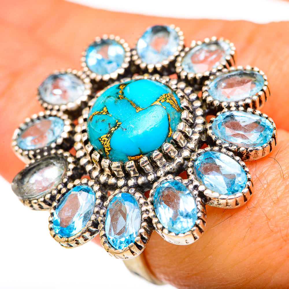 Blue Copper Composite Turquoise Rings handcrafted by Ana Silver Co - RING127781