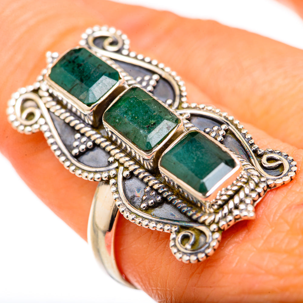 Zambian Emerald Rings handcrafted by Ana Silver Co - RING127785