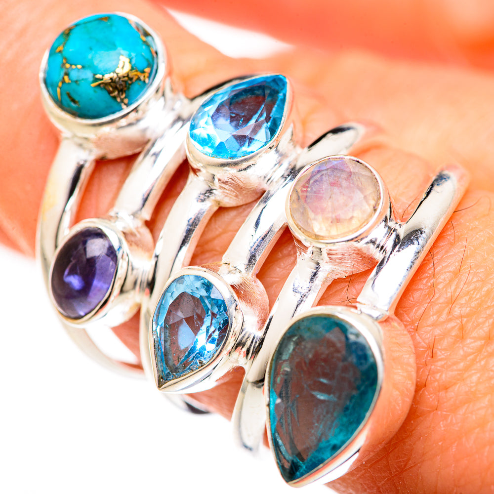 Blue Copper Composite Turquoise Rings handcrafted by Ana Silver Co - RING127794