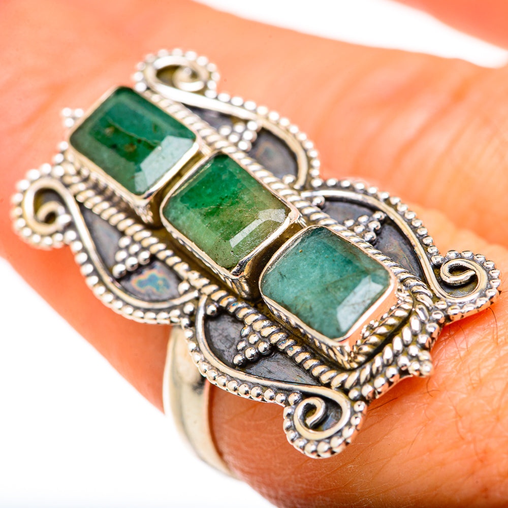 Zambian Emerald Rings handcrafted by Ana Silver Co - RING127801