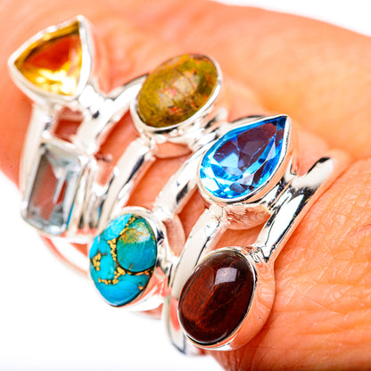 Blue Copper Composite Turquoise Rings handcrafted by Ana Silver Co - RING127805