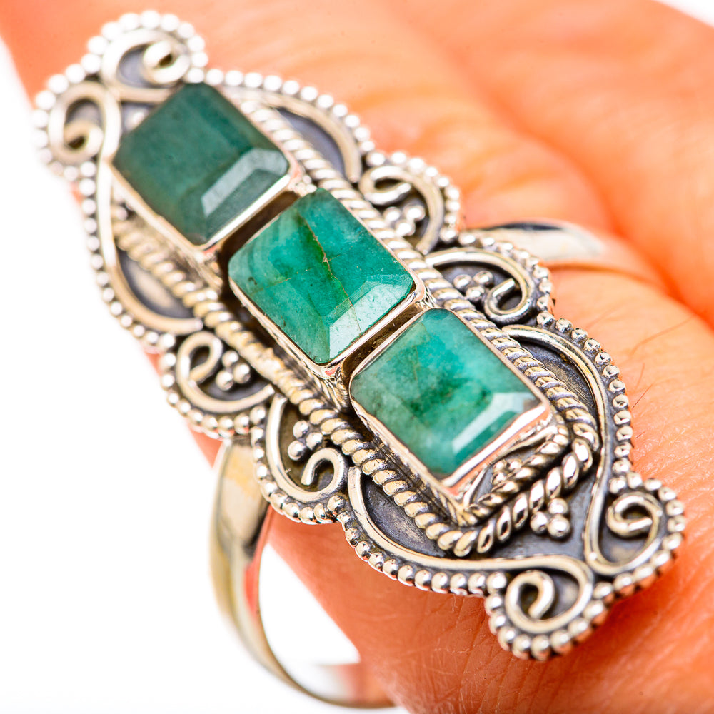 Zambian Emerald Rings handcrafted by Ana Silver Co - RING127806