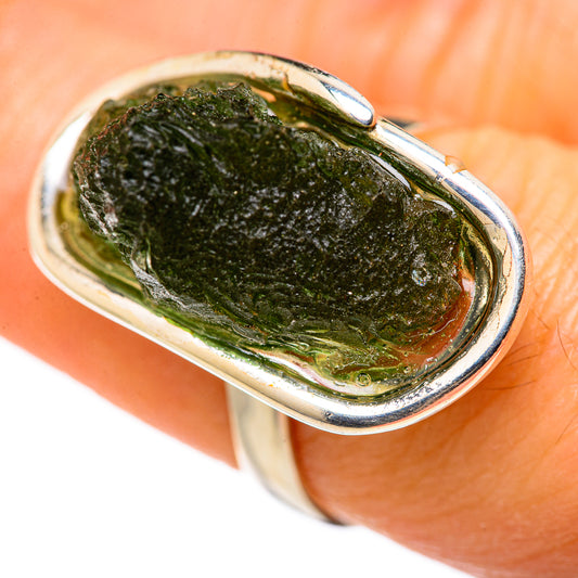 Czech Moldavite Rings handcrafted by Ana Silver Co - RING127814
