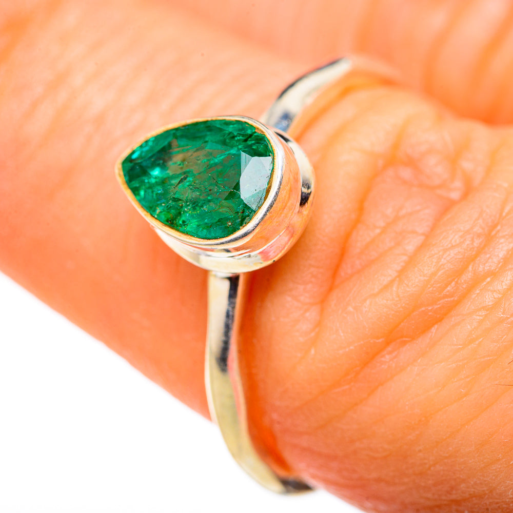Zambian Emerald Rings handcrafted by Ana Silver Co - RING127815