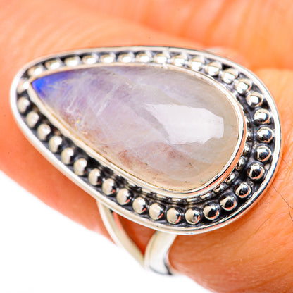Rainbow Moonstone Rings handcrafted by Ana Silver Co - RING127828
