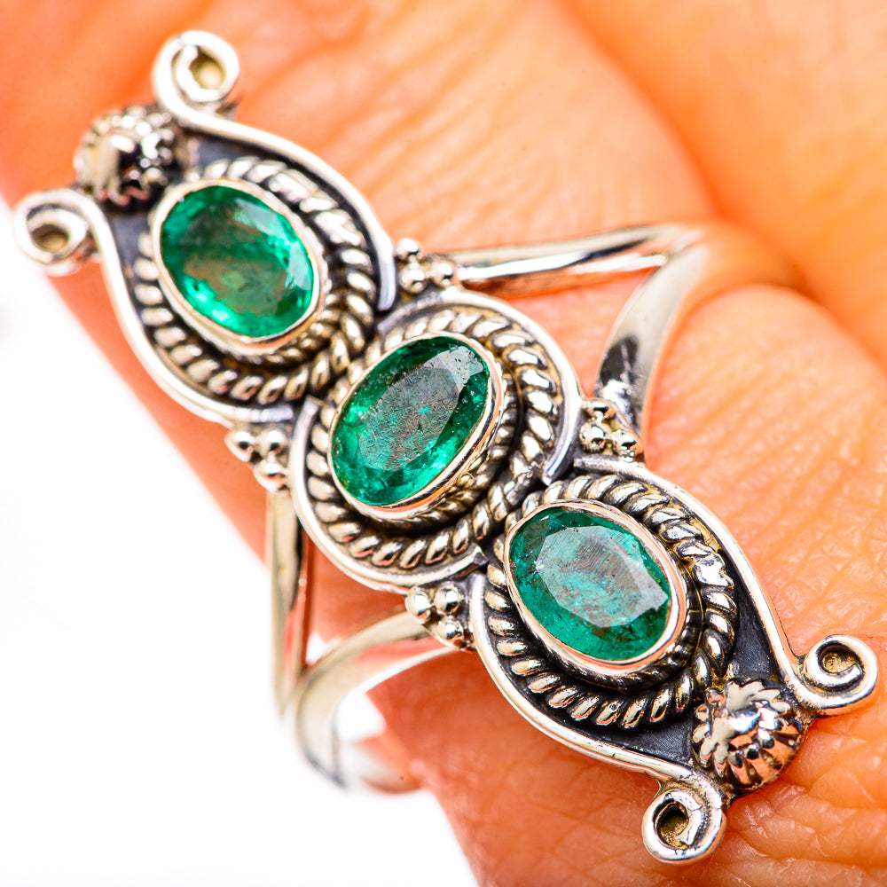 Zambian Emerald Rings handcrafted by Ana Silver Co - RING127842