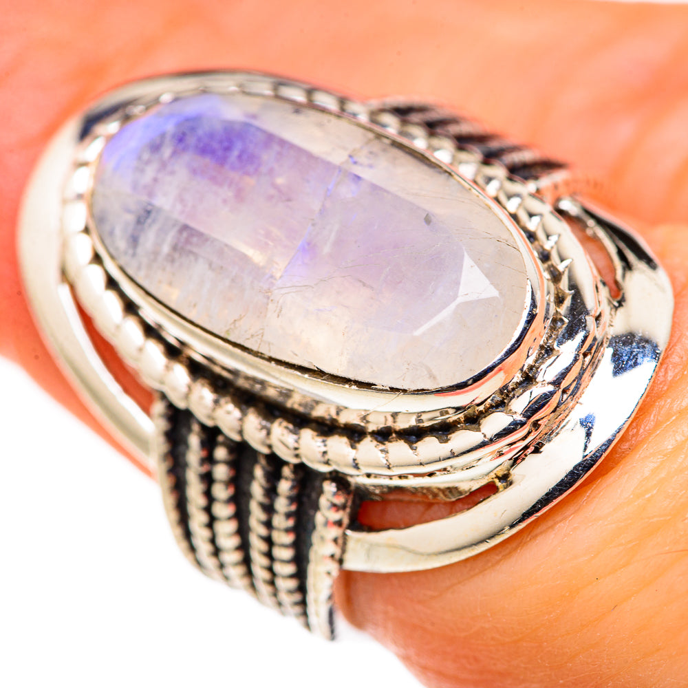 Rainbow Moonstone Rings handcrafted by Ana Silver Co - RING127854
