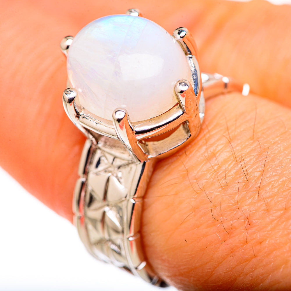 Rainbow Moonstone Rings handcrafted by Ana Silver Co - RING127855