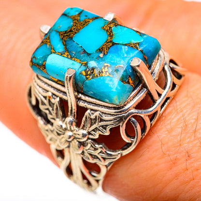 Blue Copper Composite Turquoise Rings handcrafted by Ana Silver Co - RING127865