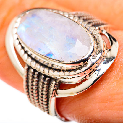 Rainbow Moonstone Rings handcrafted by Ana Silver Co - RING127878