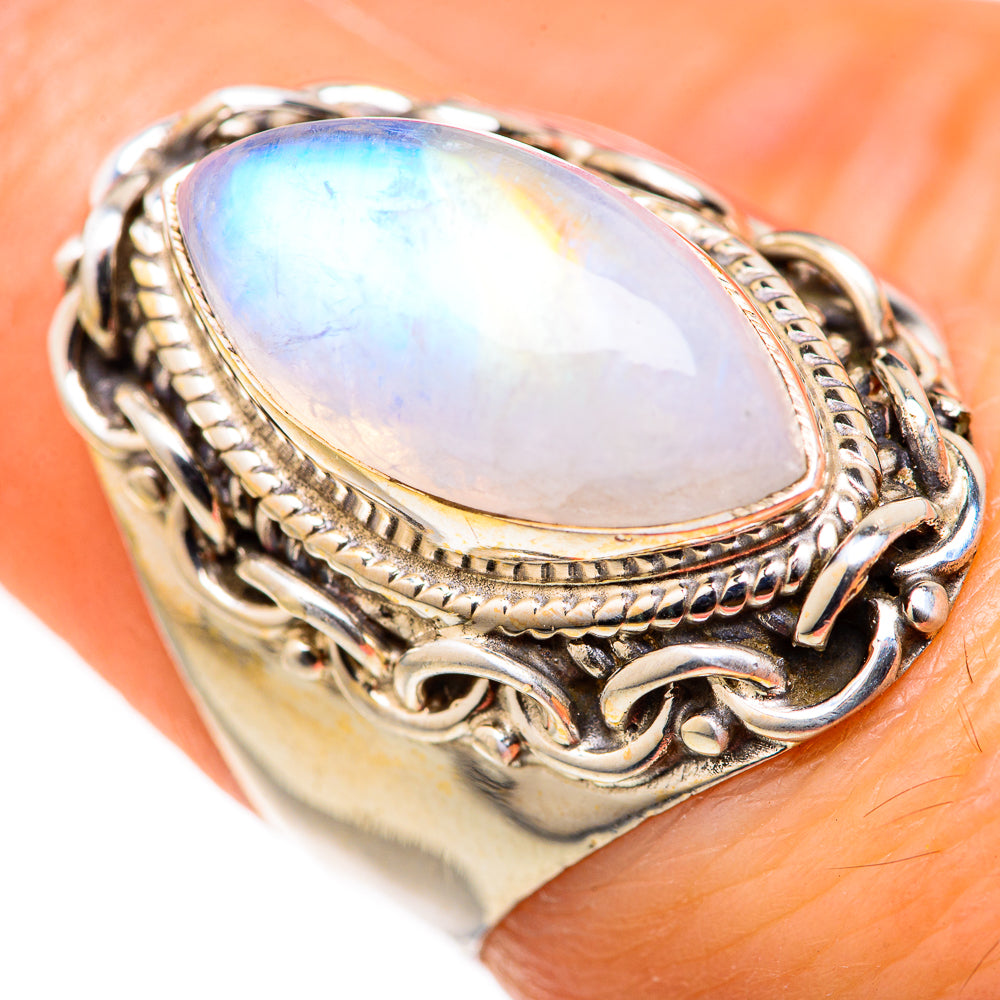 Rainbow Moonstone Rings handcrafted by Ana Silver Co - RING127879