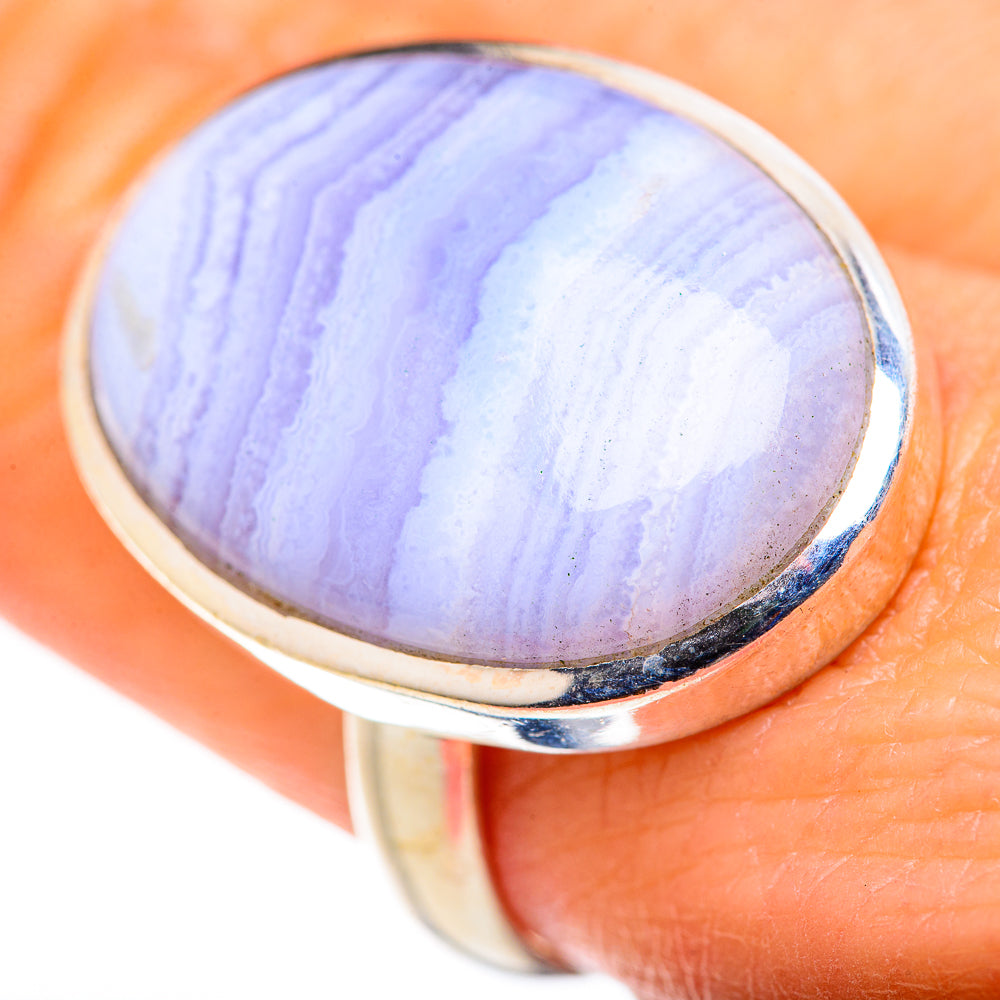 Blue Lace Agate Rings handcrafted by Ana Silver Co - RING127904