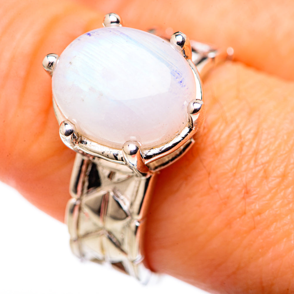 Rainbow Moonstone Rings handcrafted by Ana Silver Co - RING127905