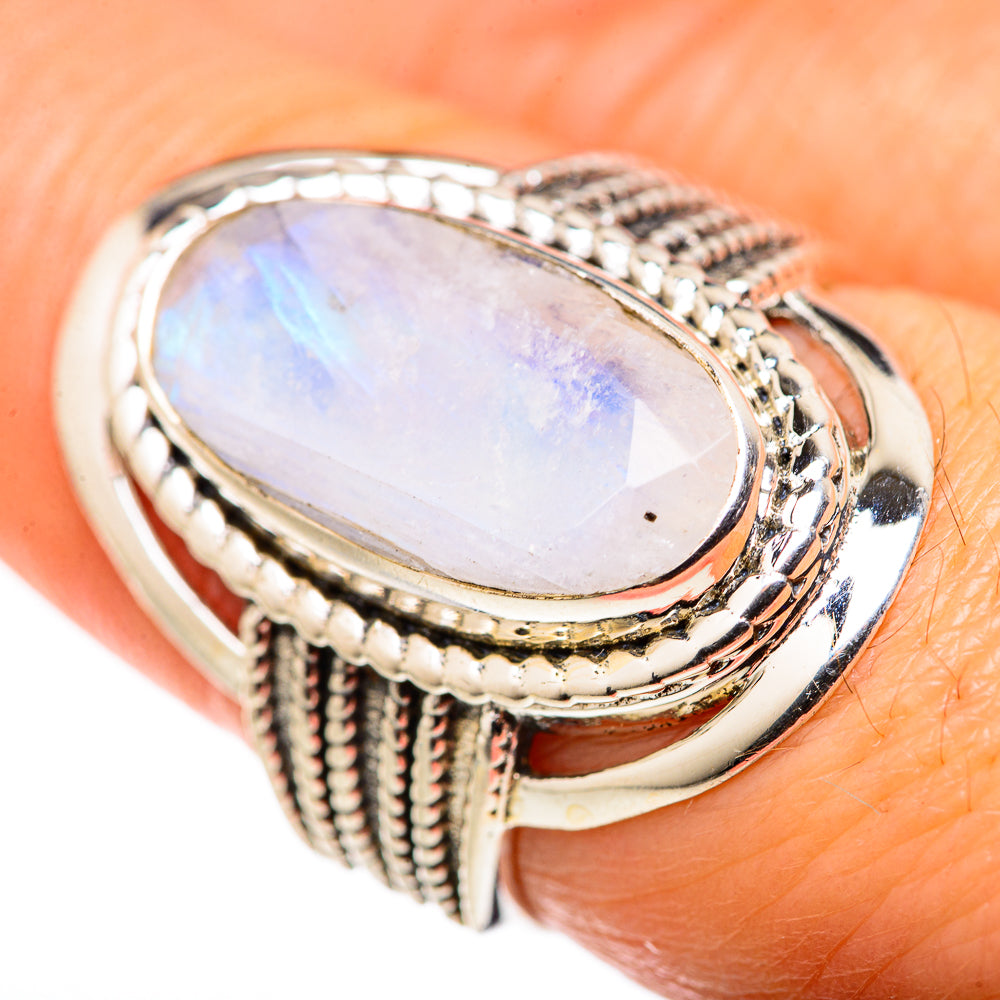 Rainbow Moonstone Rings handcrafted by Ana Silver Co - RING127931