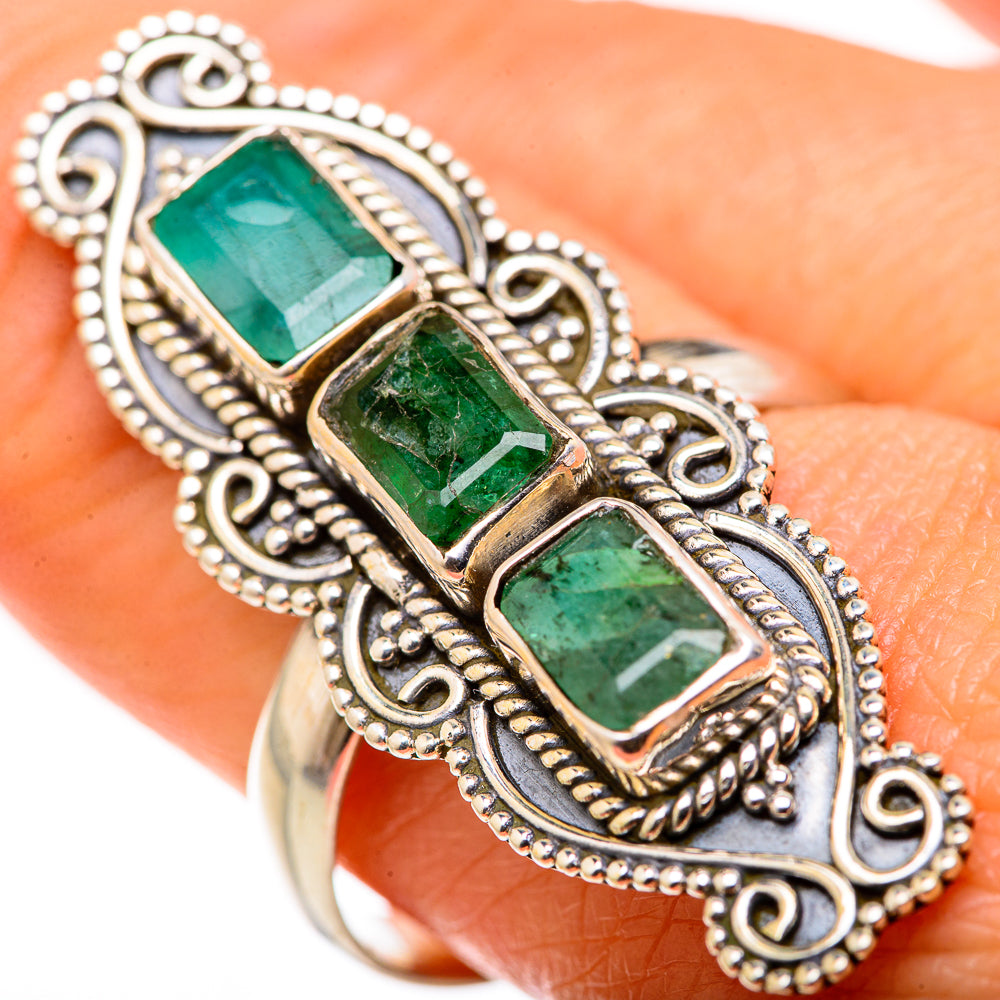Zambian Emerald Rings handcrafted by Ana Silver Co - RING127973