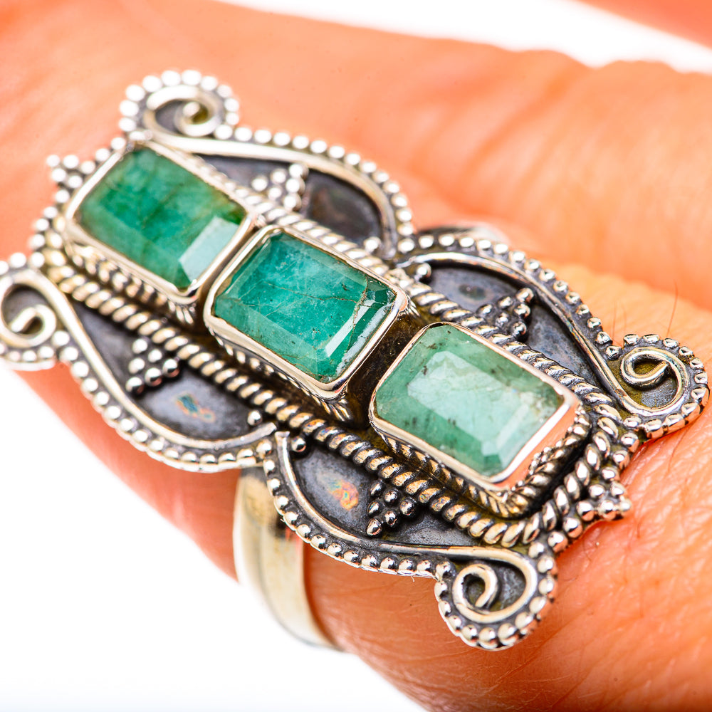 Zambian Emerald Rings handcrafted by Ana Silver Co - RING127988