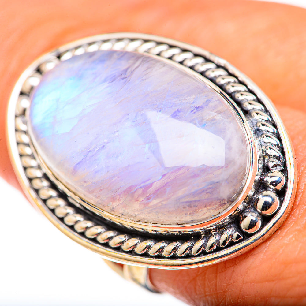 Rainbow Moosntone Rings handcrafted by Ana Silver Co - RING127995