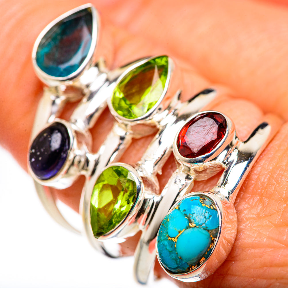 Blue Copper Composite Turquoise Rings handcrafted by Ana Silver Co - RING127999