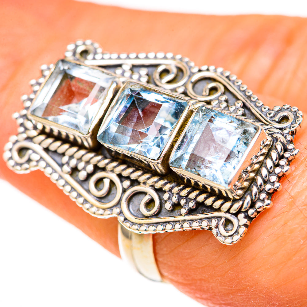 Blue Topaz Rings handcrafted by Ana Silver Co - RING128013