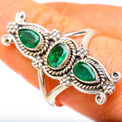 Zambian Emerald Rings handcrafted by Ana Silver Co - RING128017