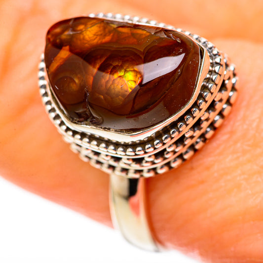 Mexican Fire Agate Rings handcrafted by Ana Silver Co - RING128020