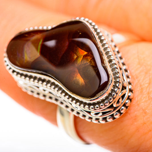 Mexican Fire Agate Rings handcrafted by Ana Silver Co - RING128021