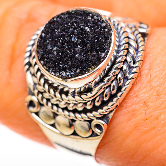 Black Druzy Rings handcrafted by Ana Silver Co - RING128026