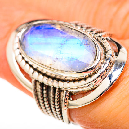 Rainbow Moonstone Rings handcrafted by Ana Silver Co - RING128028