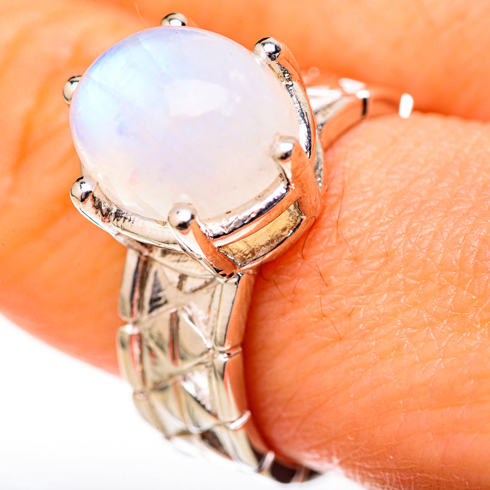 Rainbow Moonstone Rings handcrafted by Ana Silver Co - RING128029