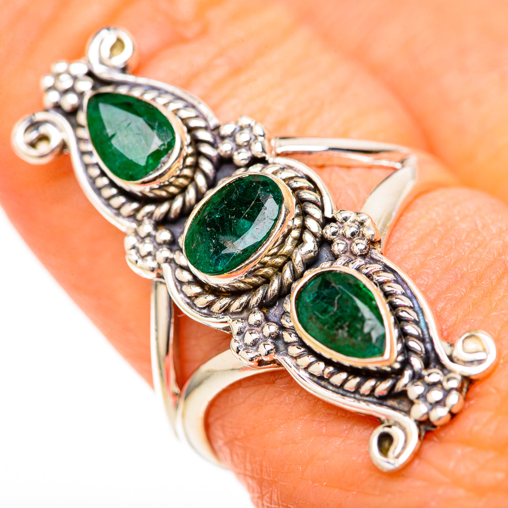 Zambian Emerald Rings handcrafted by Ana Silver Co - RING128046