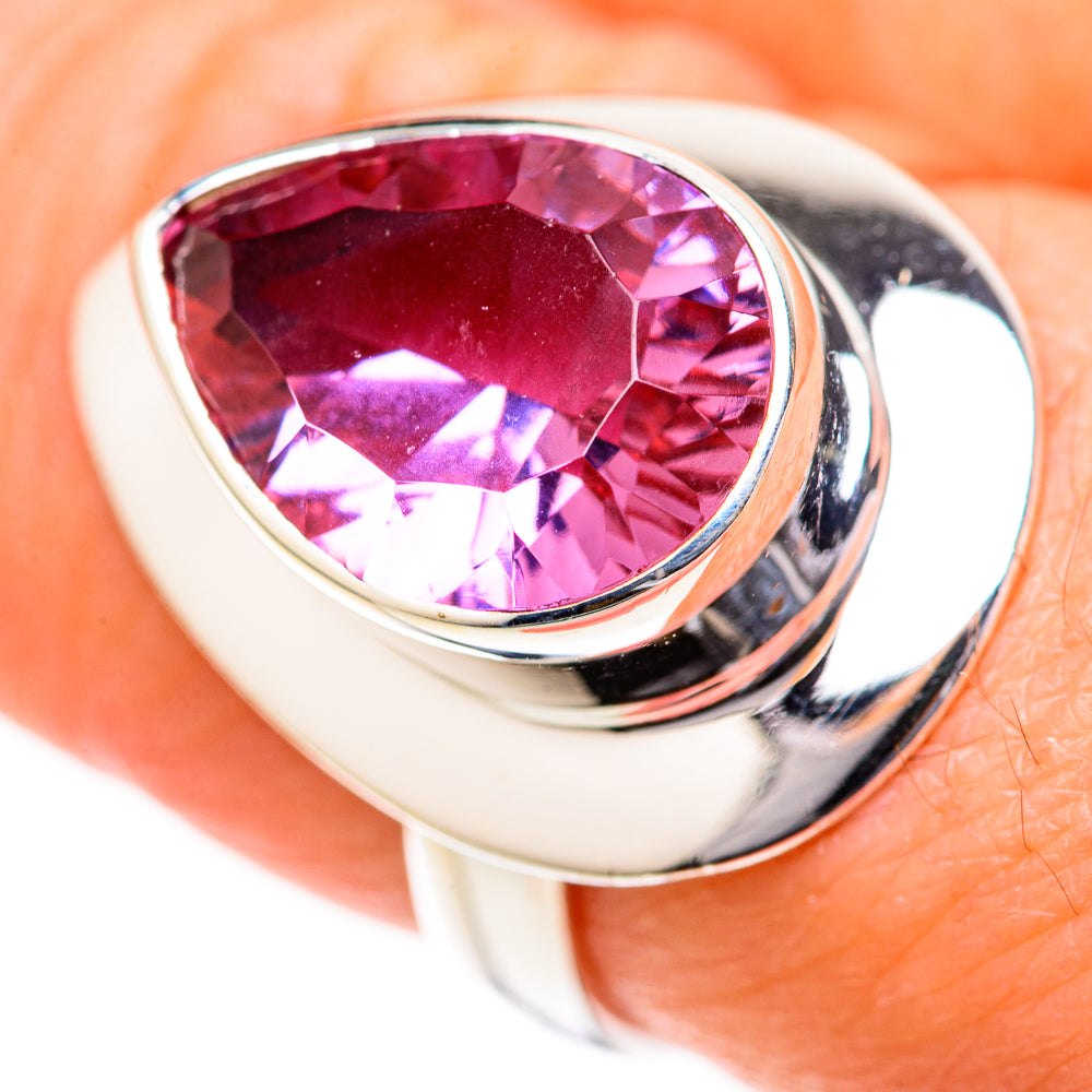 Color-change alexandrite ring in 925 sterling silver, purple-pink oval stone