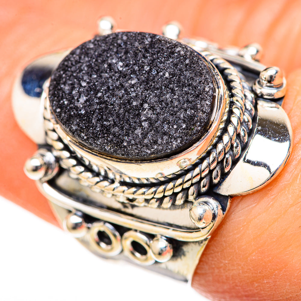 Black Druzy Rings handcrafted by Ana Silver Co - RING128057