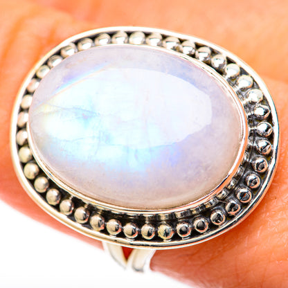 Rainbow Moonstone Rings handcrafted by Ana Silver Co - RING128060
