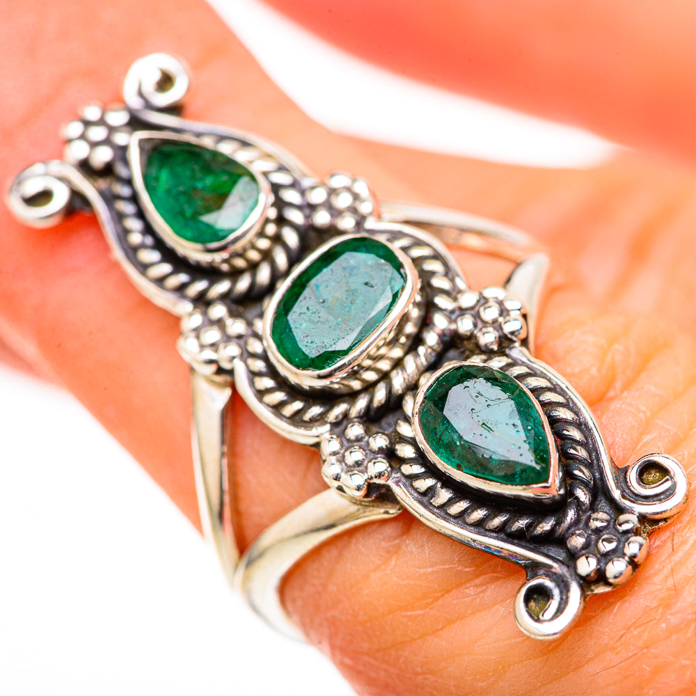 Zambian Emerald Rings handcrafted by Ana Silver Co - RING128075