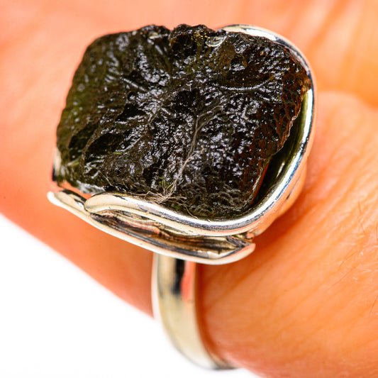 Czech Moldavite Rings handcrafted by Ana Silver Co - RING128076