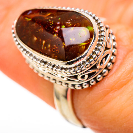 Mexican Fire Agate Rings handcrafted by Ana Silver Co - RING128080