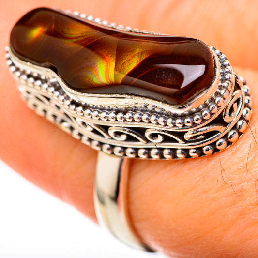 Mexican Fire Agate Rings handcrafted by Ana Silver Co - RING128081