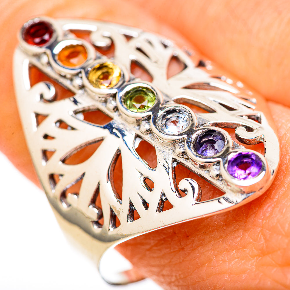 Multi-Stone Rainbow Chakra Rings handcrafted by Ana Silver Co - RING128085