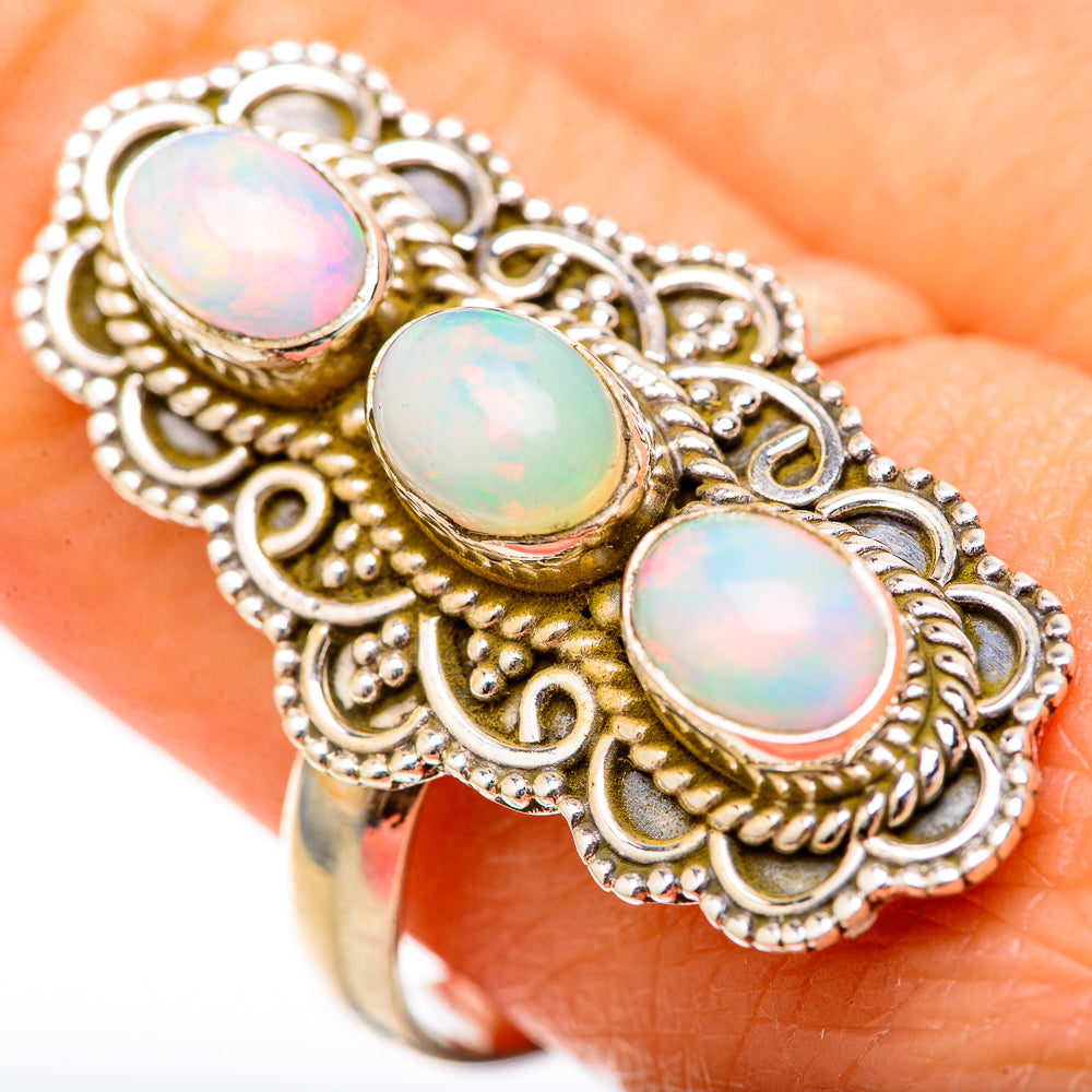 Rainbow Moonstone Rings handcrafted by Ana Silver Co - RING128092