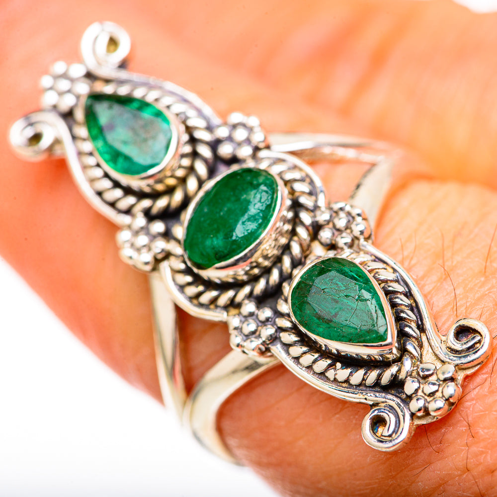 Zambian Emerald Rings handcrafted by Ana Silver Co - RING128101