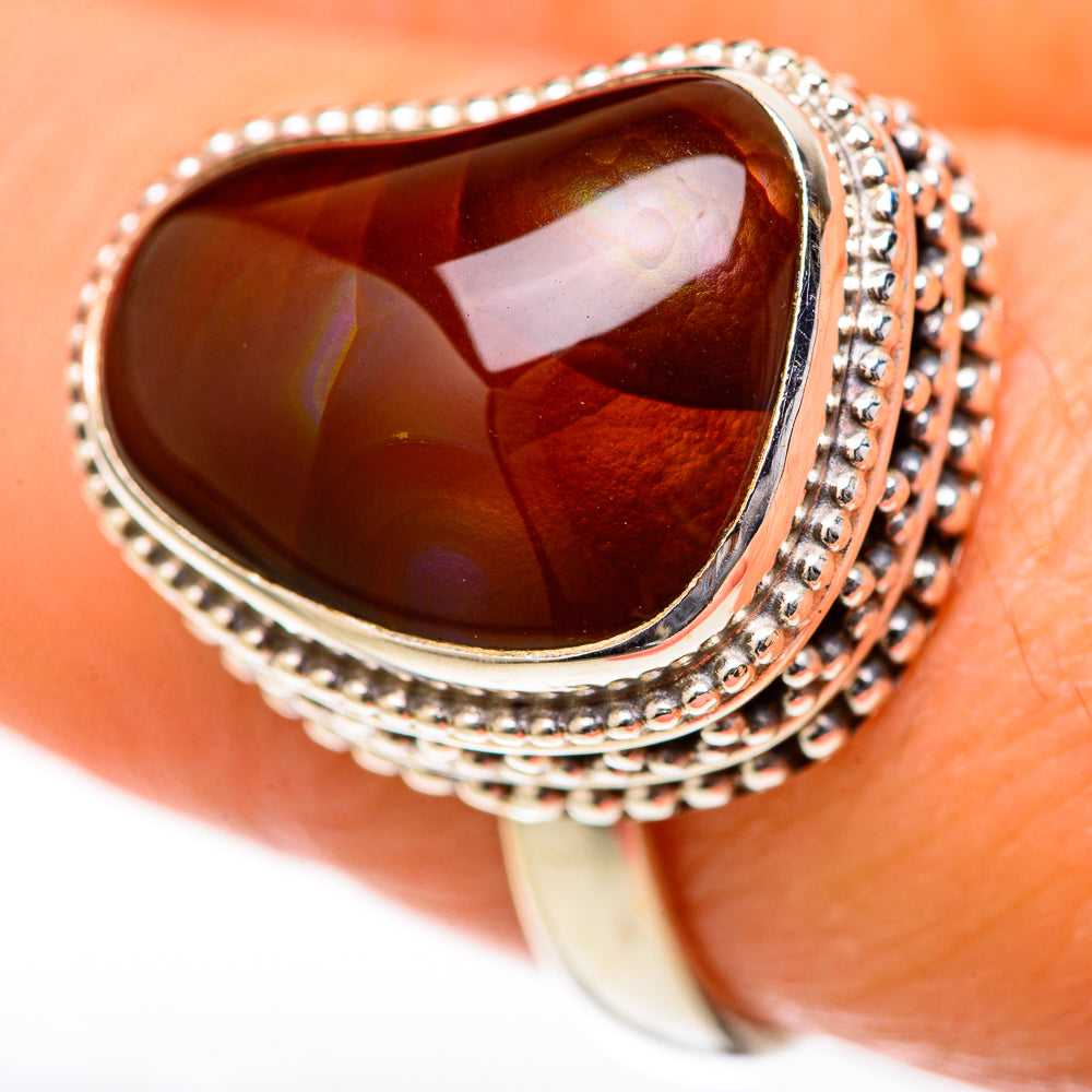 Mexican Fire Agate Rings handcrafted by Ana Silver Co - RING128105